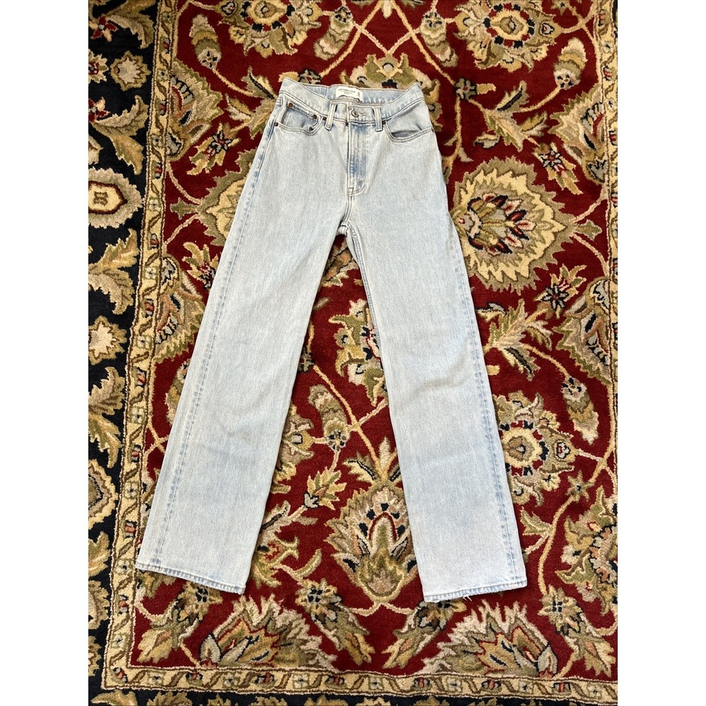 Abercrombie & Fitch 90s Relaxed Jeans Women's 24 00R High Rise Light Wash Wide